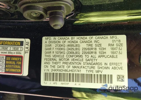 2018 Honda Cr-V Exl from USA, damaged, VIN 2HKRW2H86JH631741